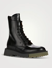 Leather Sponge Lace-Up Boots