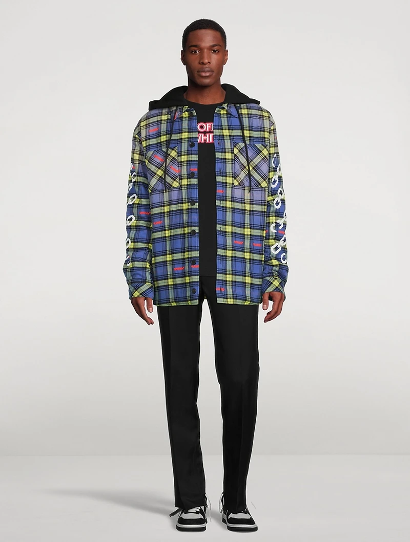 Chain Flannel Overshirt With Hood