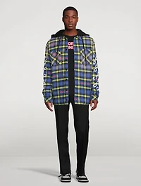 Chain Flannel Overshirt With Hood