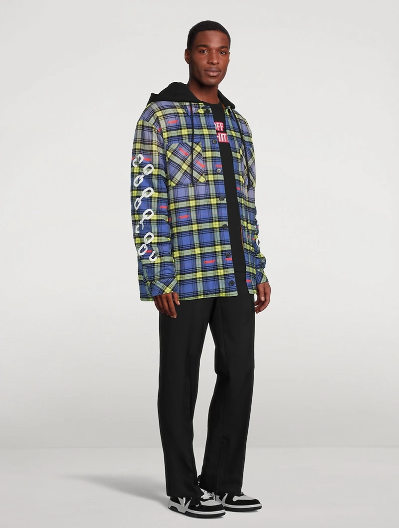 Chain Flannel Overshirt With Hood