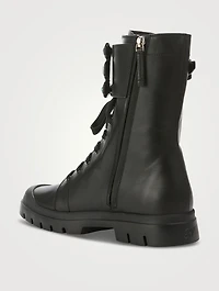 Walky Viv' Strass Buckle Leather Combat Boots