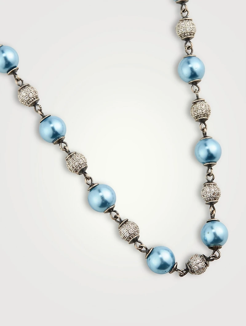 Nialaya x Holt Renfrew Blue Pearl Choker Necklace
