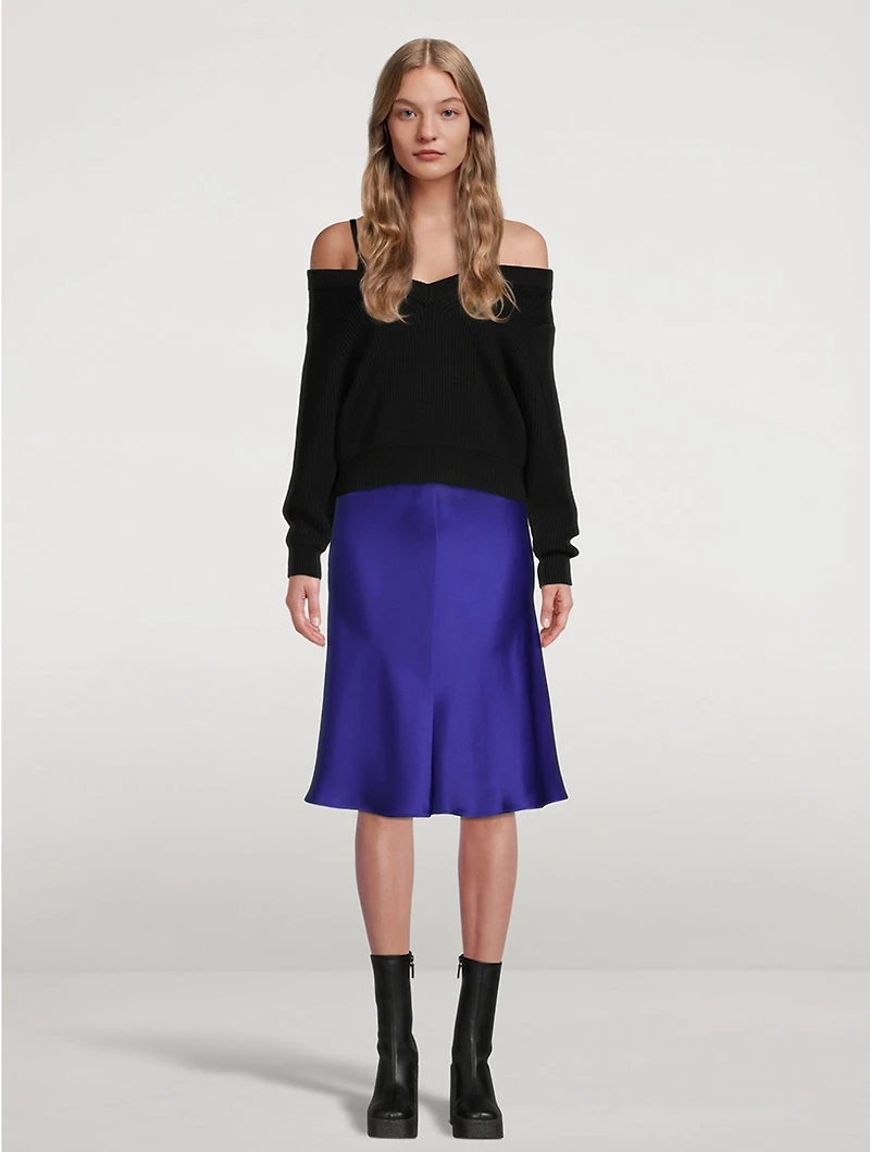 Satin Midi Slip Skirt