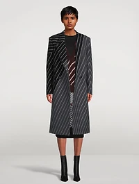 Wool-Blend Variegated Stripe Coat