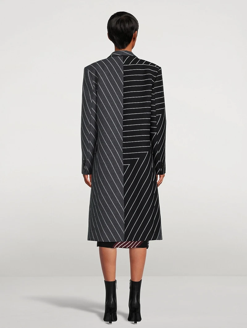 Wool-Blend Variegated Stripe Coat