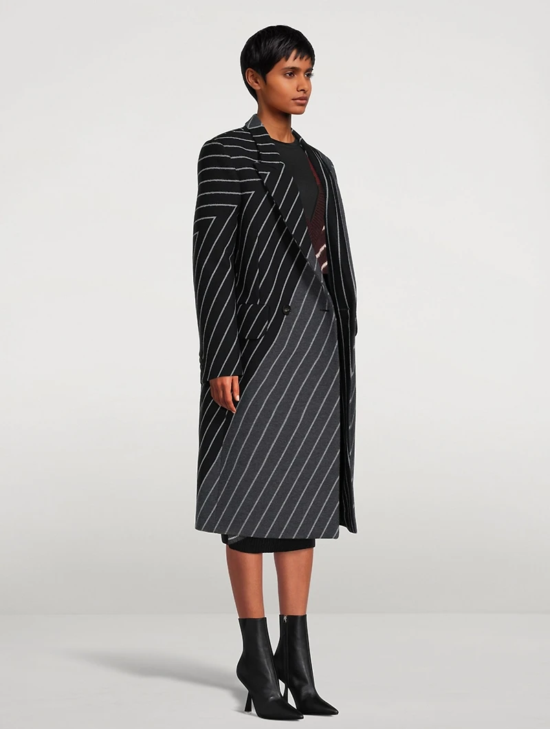 Wool-Blend Variegated Stripe Coat