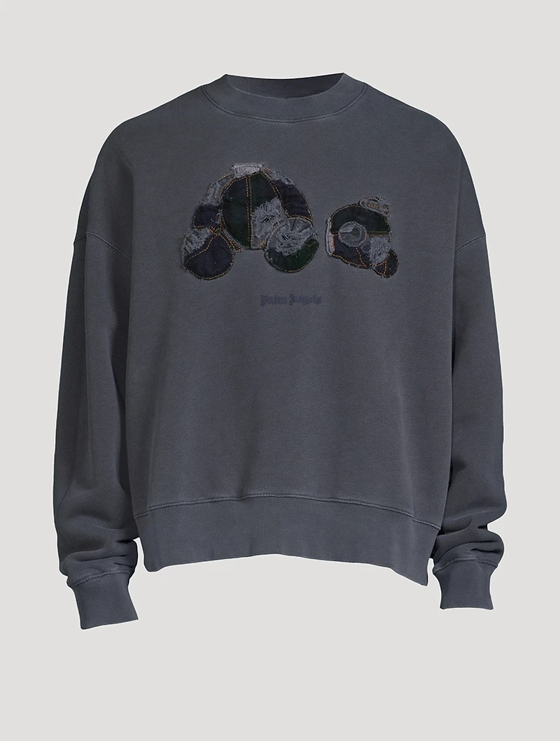 Cotton Sweatshirt With Patchwork Bear