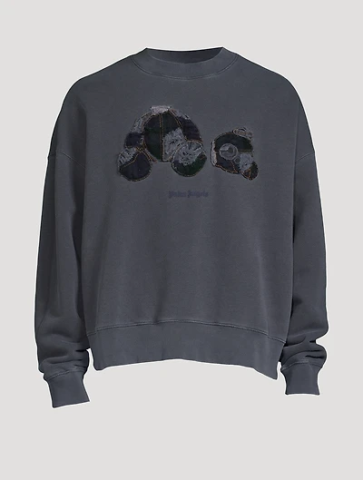 Cotton Sweatshirt With Patchwork Bear