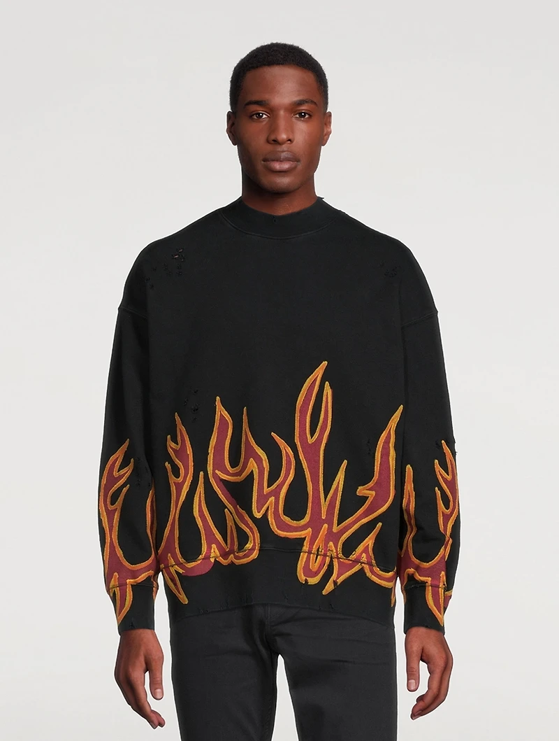 Graffiti Flames Cotton Sweatshirt