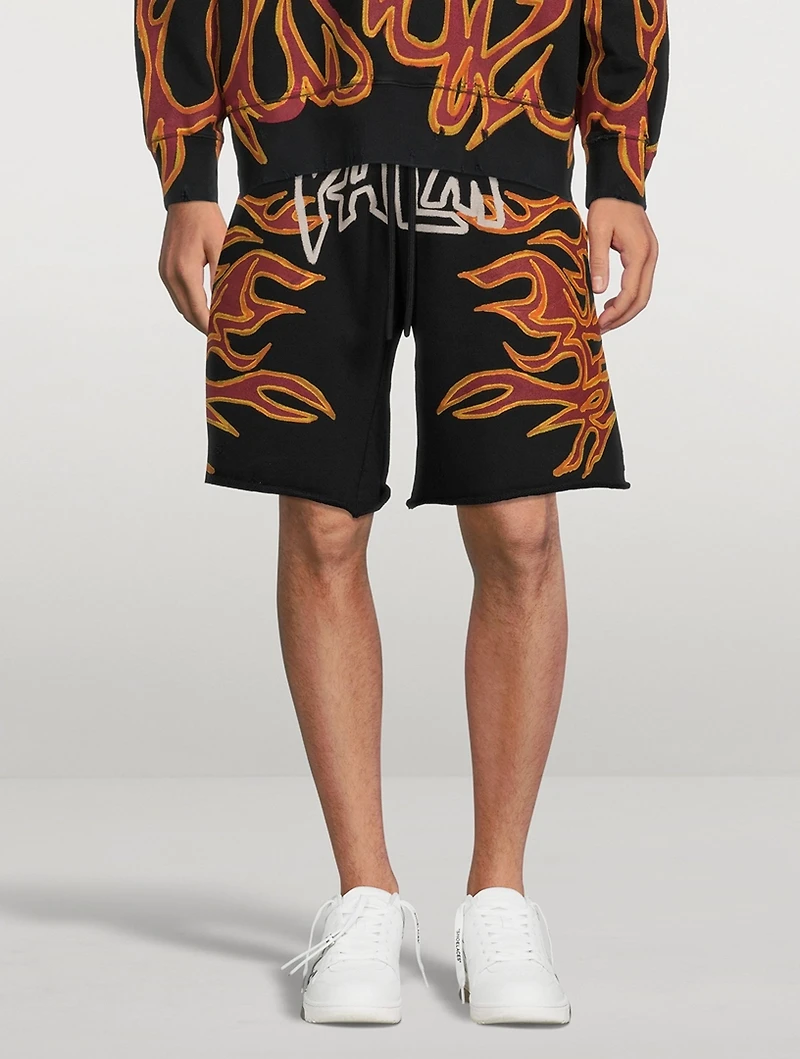 Graffiti Flames Cotton Sweat Shorts