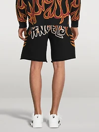 Graffiti Flames Cotton Sweat Shorts