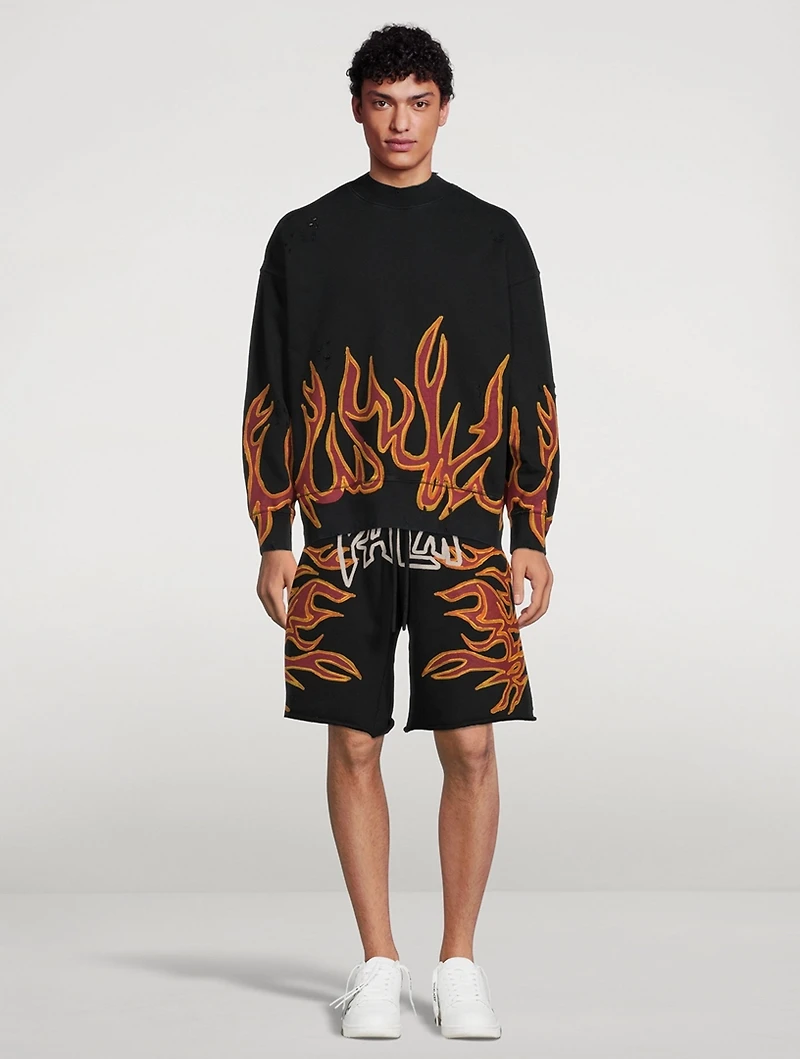 Graffiti Flames Cotton Sweat Shorts