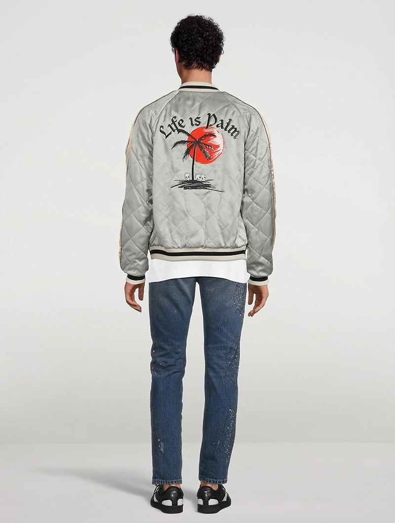 Life Is Palm Quilted Bomber Jacket