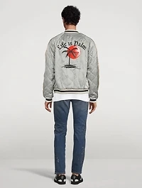 Life Is Palm Quilted Bomber Jacket