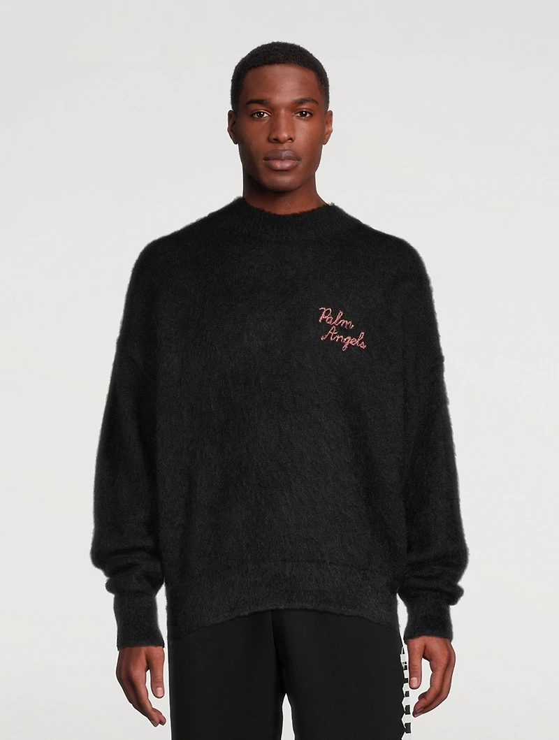 Sprayed Palm Wool-Blend Intarsia Sweater