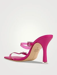 Vera Leather Mules With Crystal Buckles