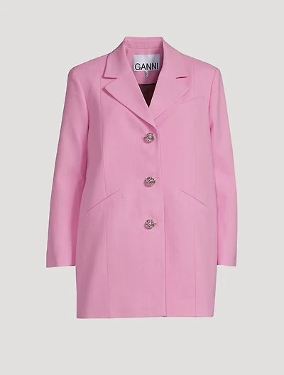 Oversized Blazer With Crystal Buttons