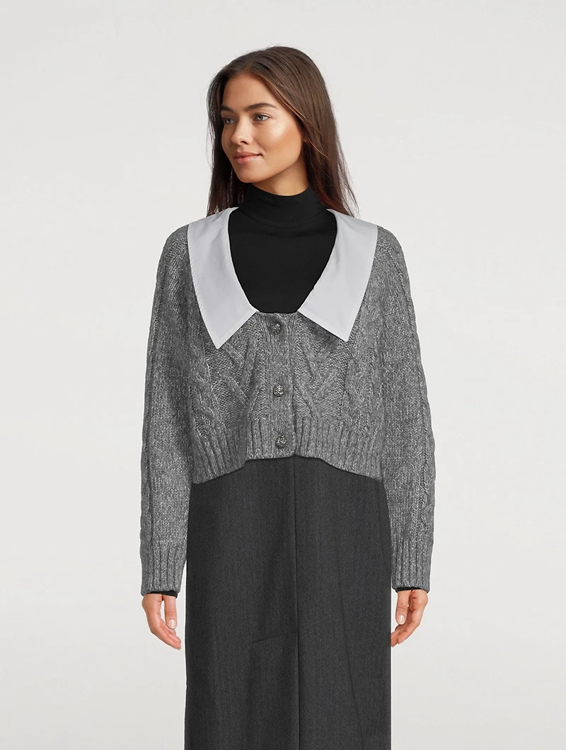 Cable-Knit Cardigan With Crystal Buttons