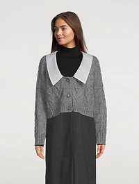 Cable-Knit Cardigan With Crystal Buttons