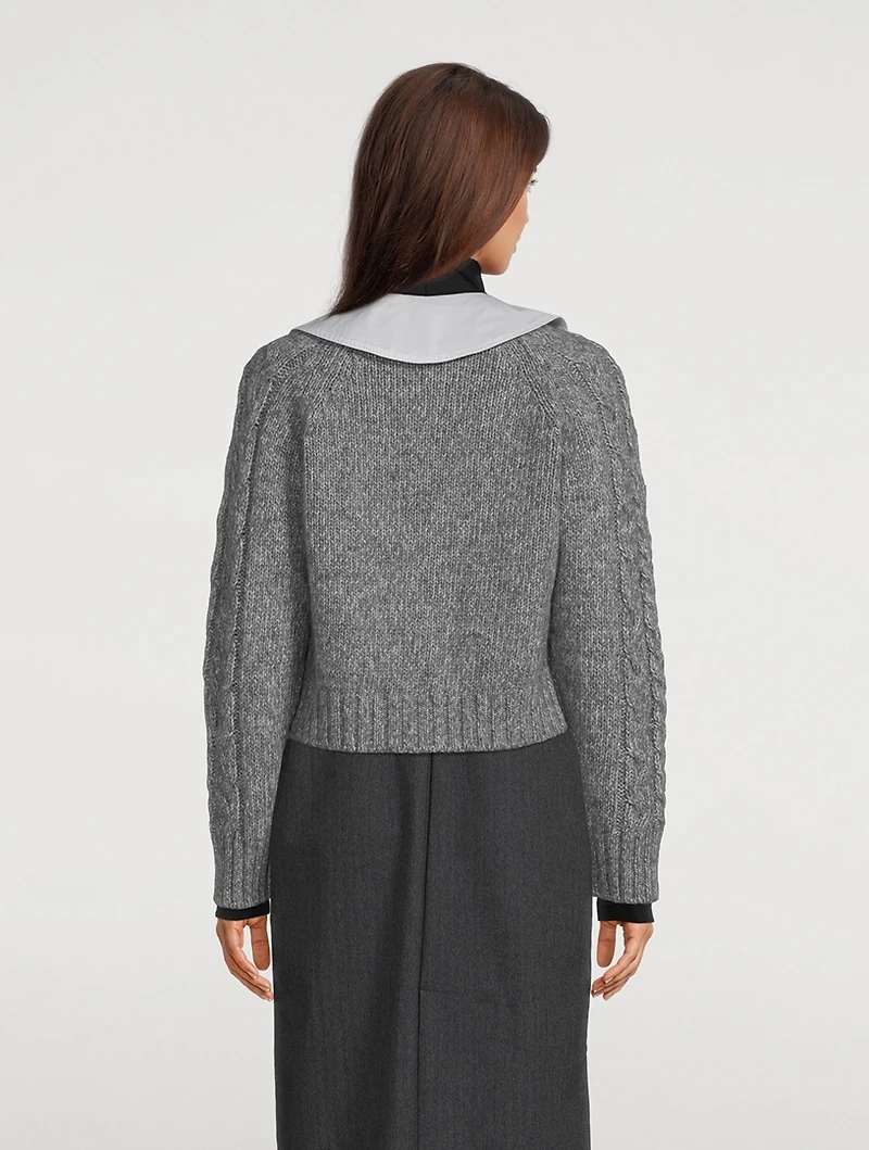 Cable-Knit Cardigan With Crystal Buttons