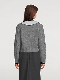 Cable-Knit Cardigan With Crystal Buttons
