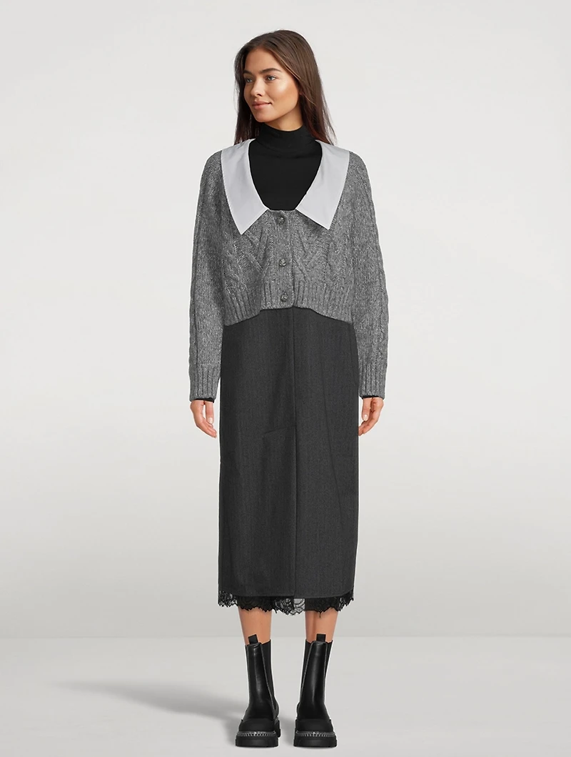Cable-Knit Cardigan With Crystal Buttons