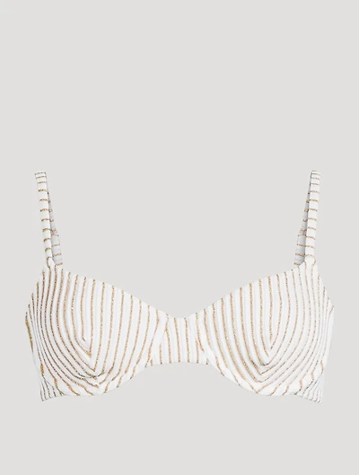 The Eva Bikini Top Metallic Stripe Print