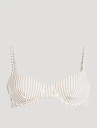 The Eva Bikini Top Metallic Stripe Print