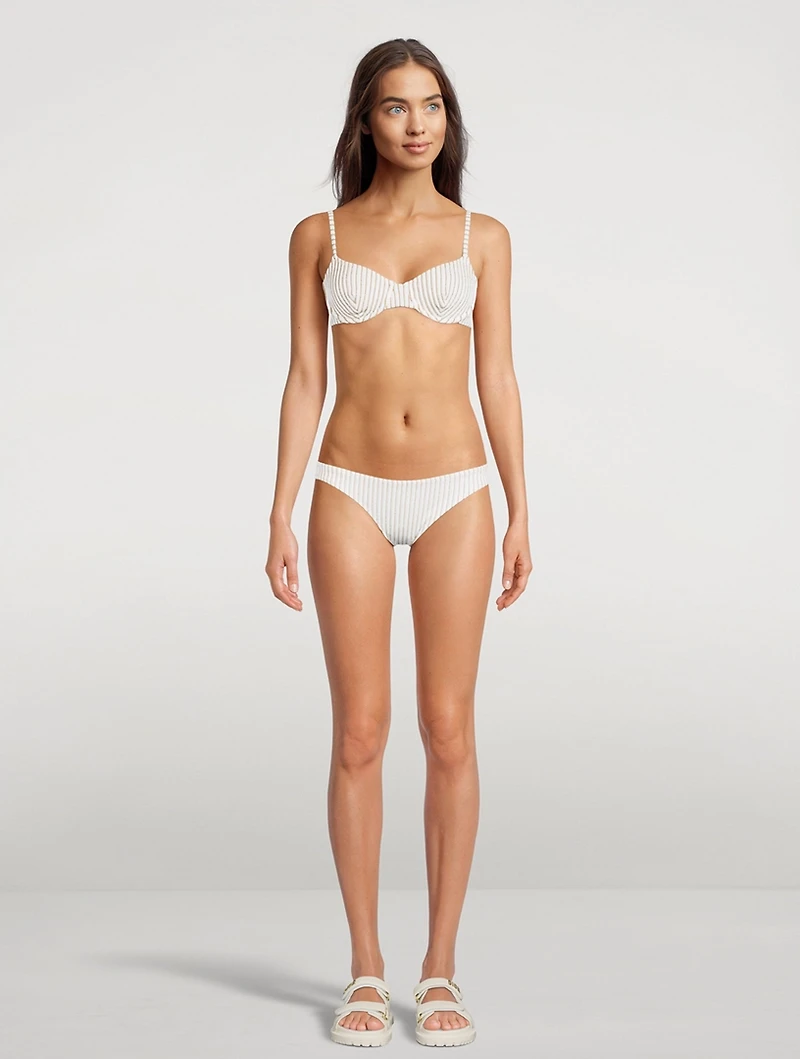 The Eva Bikini Top Metallic Stripe Print