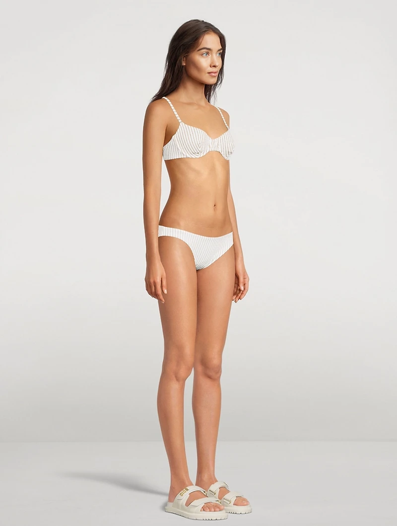 The Eva Bikini Top Metallic Stripe Print