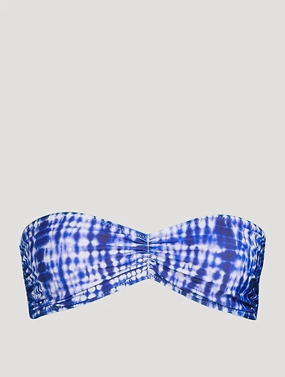 The Tati Bandeau Bikini Top Shibori Print