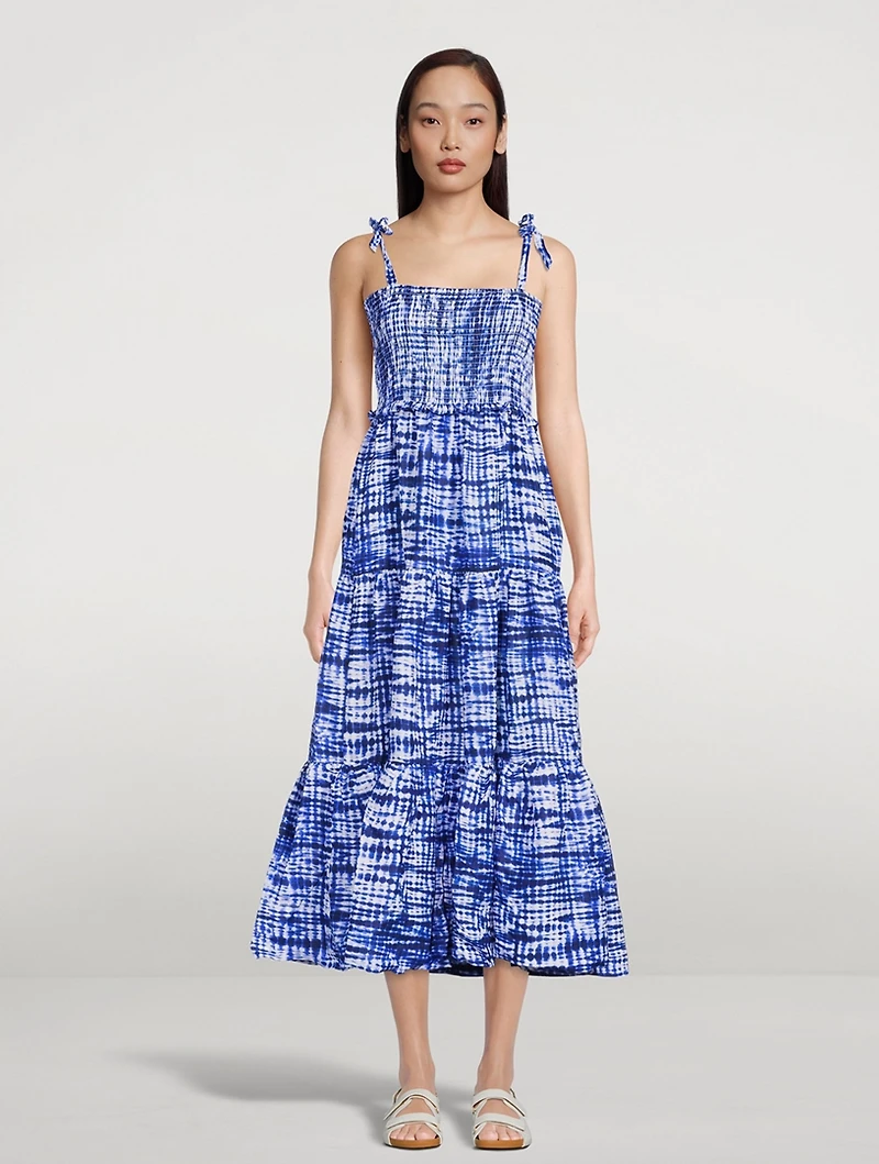 The Indigo Midi Dress Shibori Print