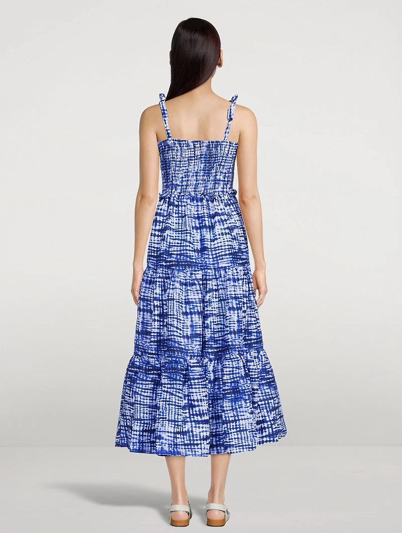 The Indigo Midi Dress Shibori Print