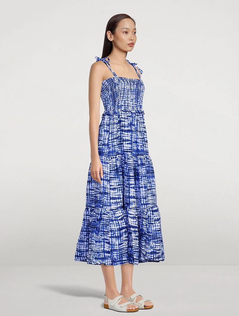 The Indigo Midi Dress Shibori Print