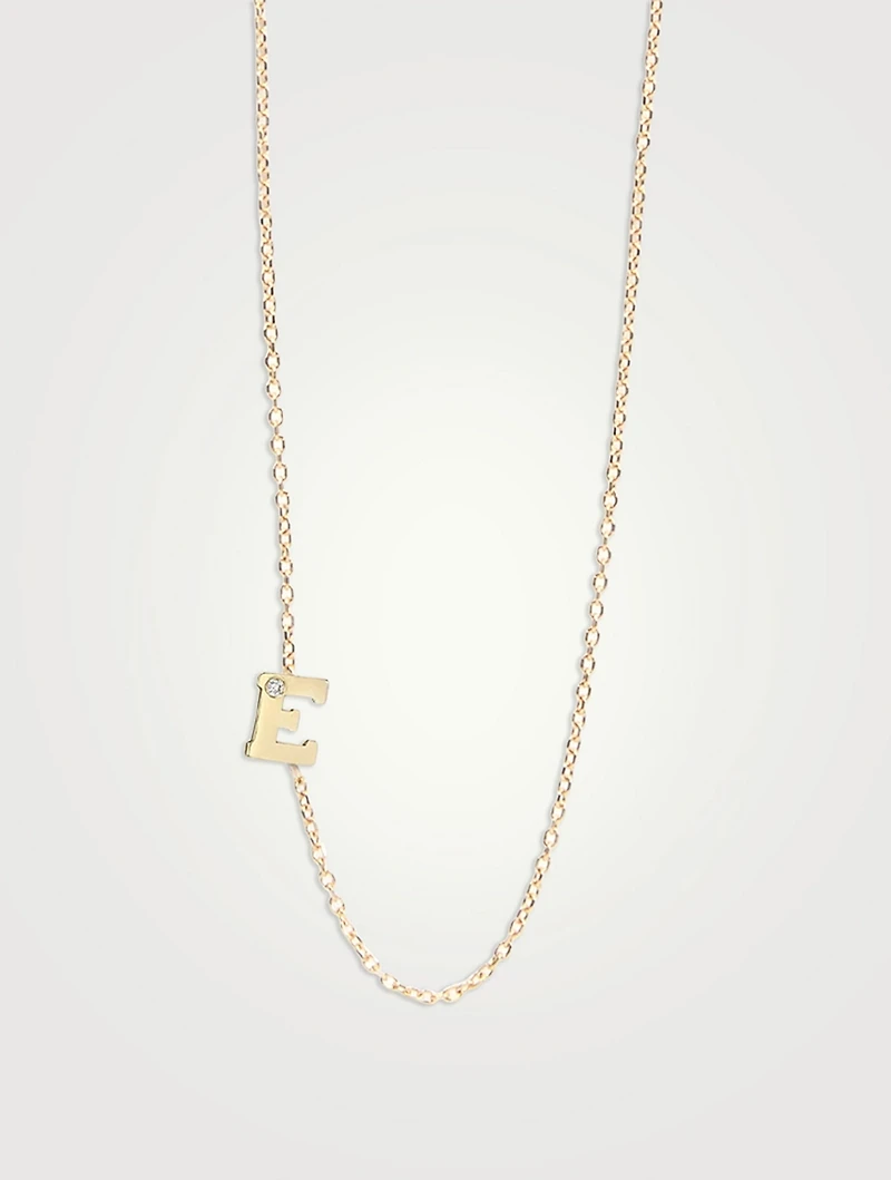 Love Letter Gold E Initial Single Diamond Necklace