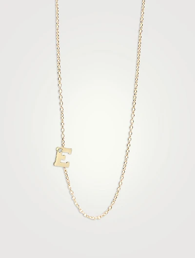 Love Letter Gold E Initial Single Diamond Necklace