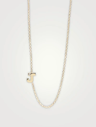 Love Letter Gold J Initial Single Diamond Necklace