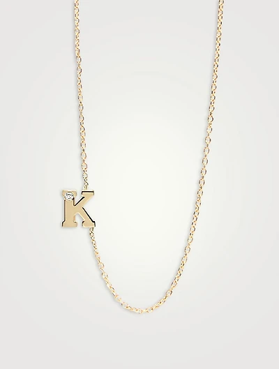 Love Letter Gold K Initial Single Diamond Necklace