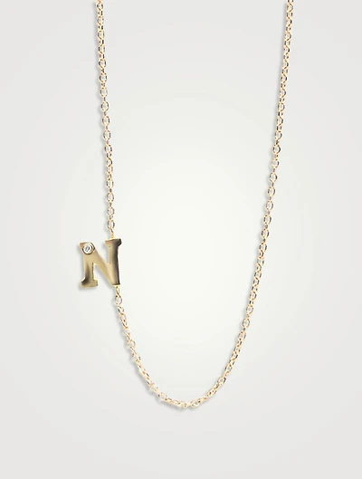 Love Letter Gold  N Initial Single Diamond Necklace
