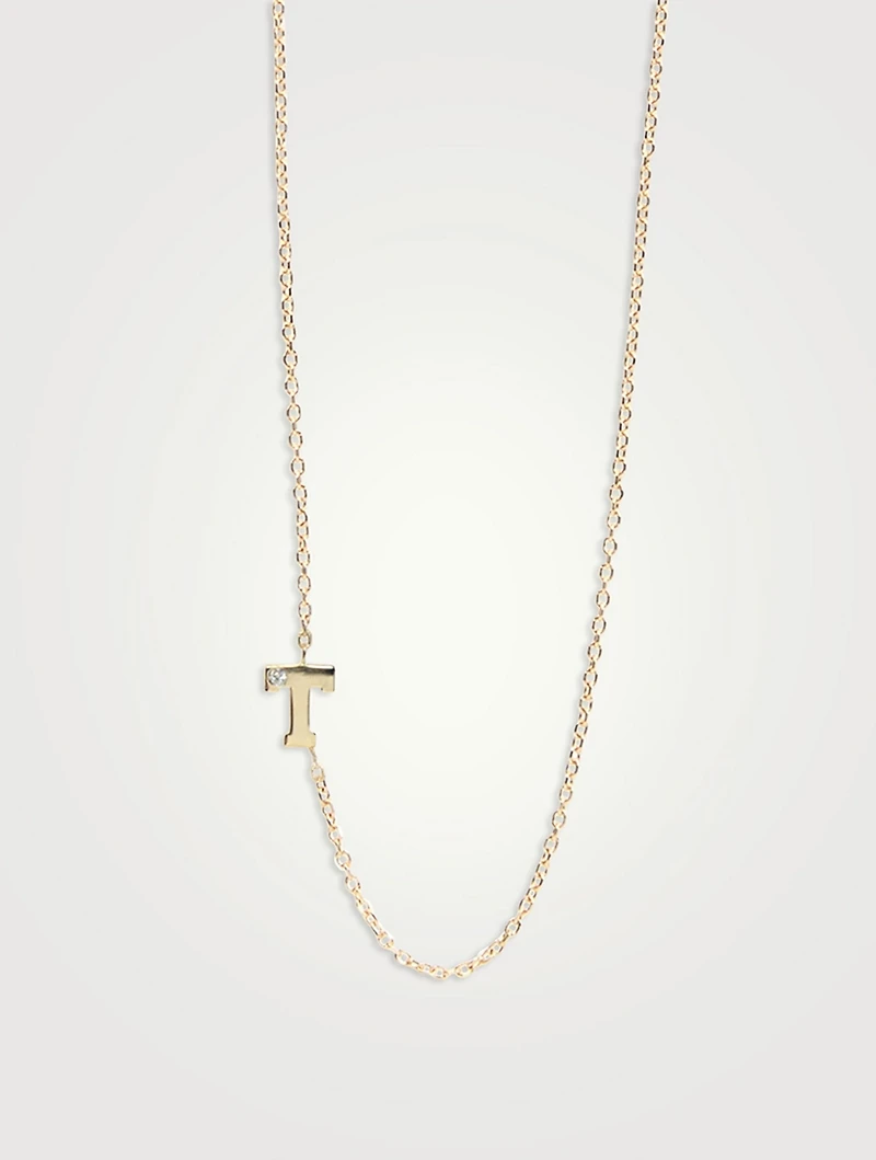 Love Letter Gold T Initial Single Diamond Necklace