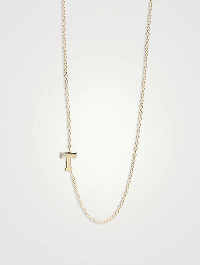 Love Letter Gold T Initial Single Diamond Necklace