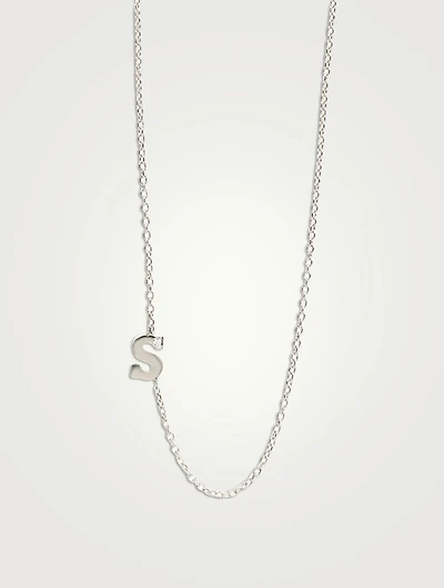 Love Letter White Gold S Initial Single Diamond Necklace