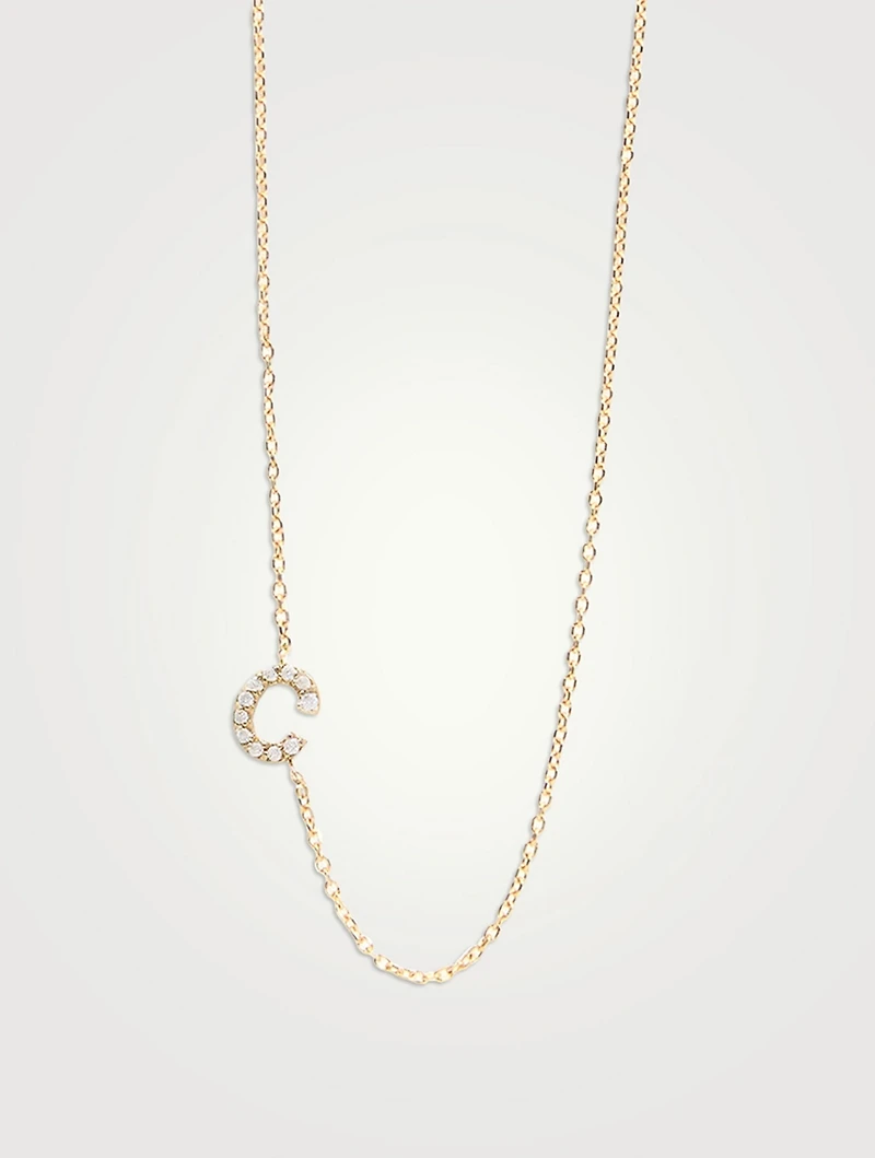 Love Letter Gold C Initial Pavé Diamond Necklace