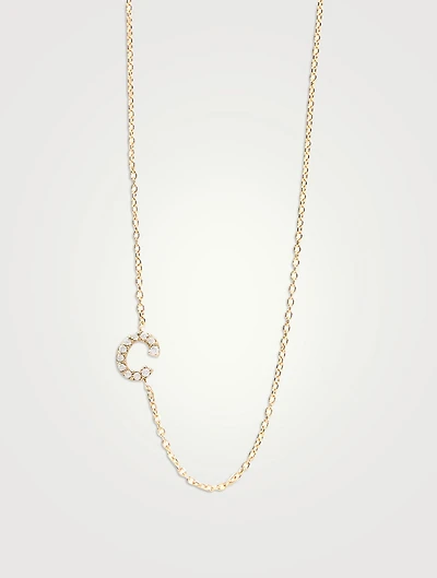 Love Letter Gold C Initial Pavé Diamond Necklace