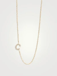 Love Letter Gold C Initial Pavé Diamond Necklace
