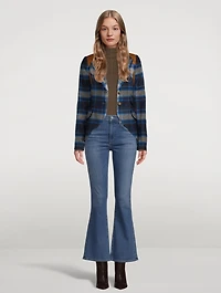 Rifle-Patch Wool Equestrian Blazer Plaid Print