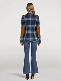 Rifle-Patch Wool Equestrian Blazer Plaid Print