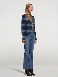 Rifle-Patch Wool Equestrian Blazer Plaid Print