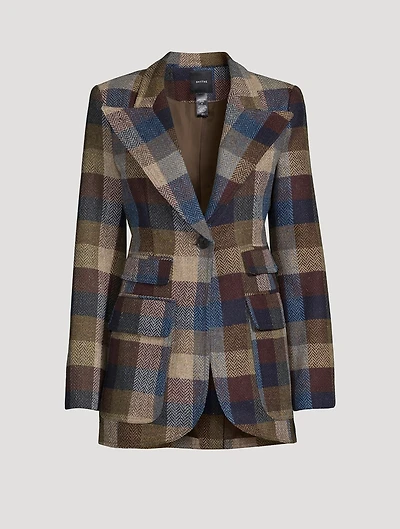 Birkin Wool Blazer In Plaid Print