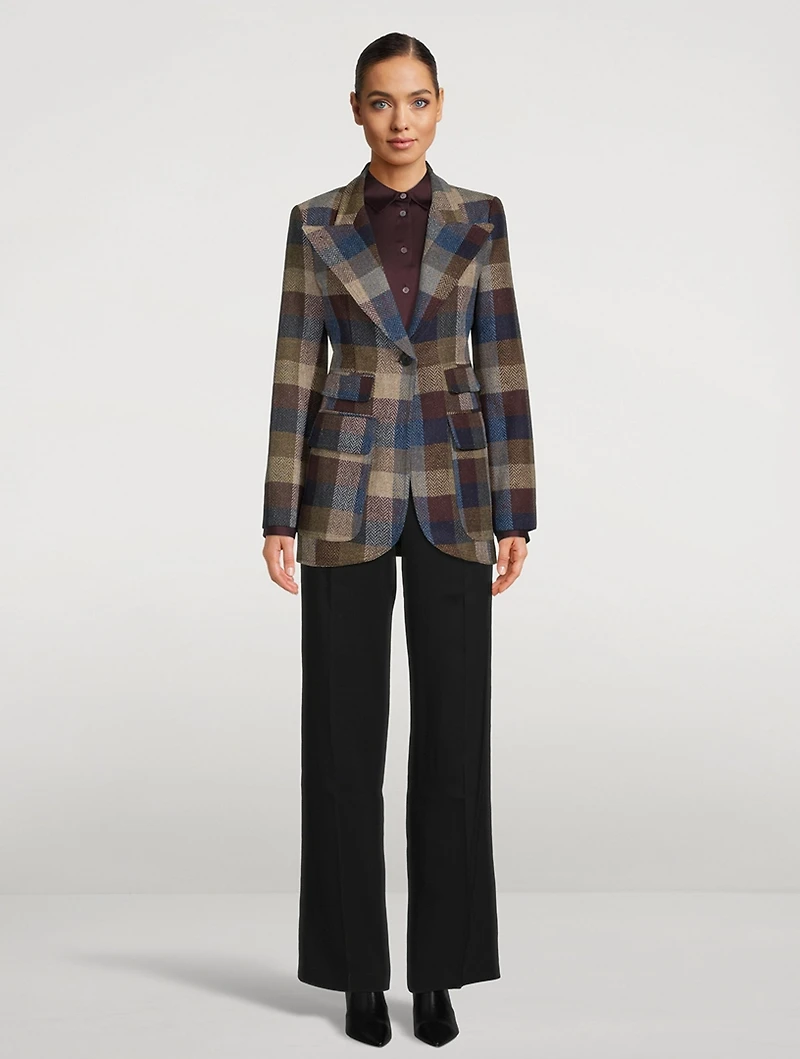 Birkin Wool Blazer In Plaid Print